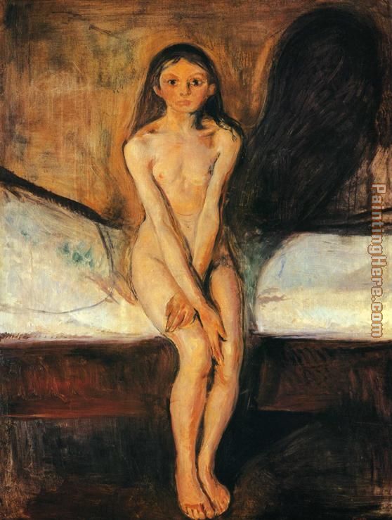 Puberty 1894 painting - Edvard Munch Puberty 1894 art painting